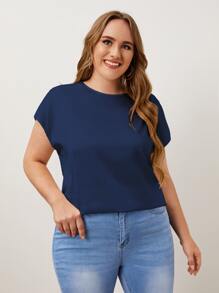 SHEIN Privé Plus Twist Back Solid Top - Navy Blue - View 2