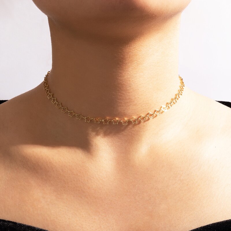 

Star Linked Choker, Gold