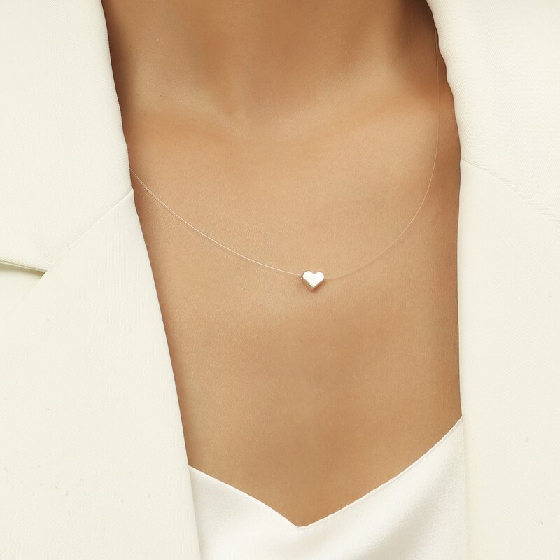 

Heart Clear Necklace, Silver