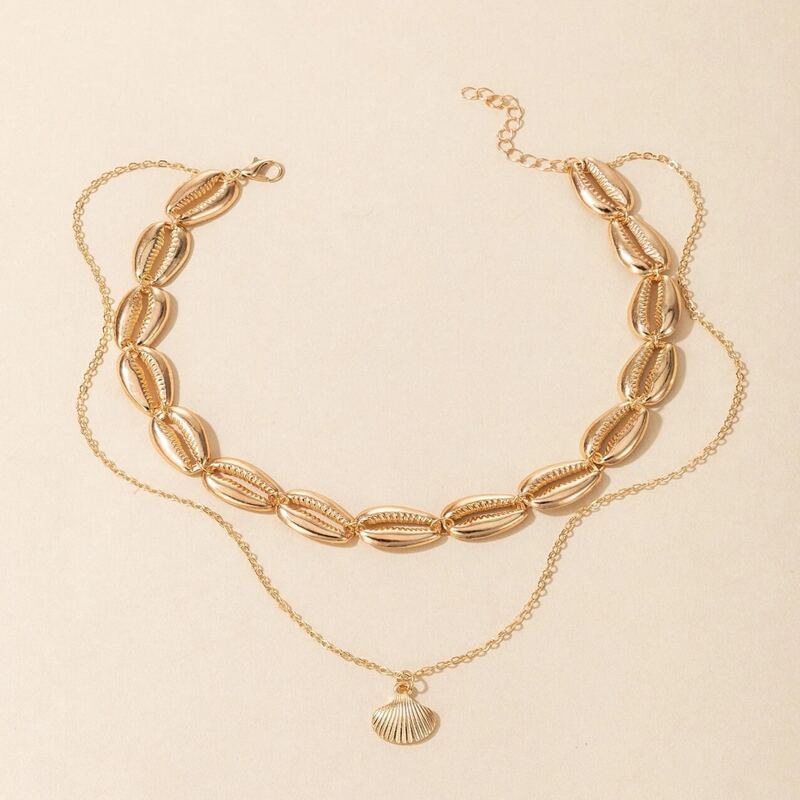 

Shell Layered Necklace, Gold