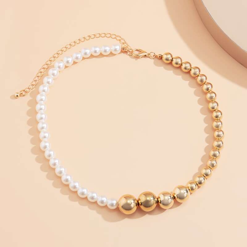 

Colorblock Faux Pearl Necklace, Multicolor