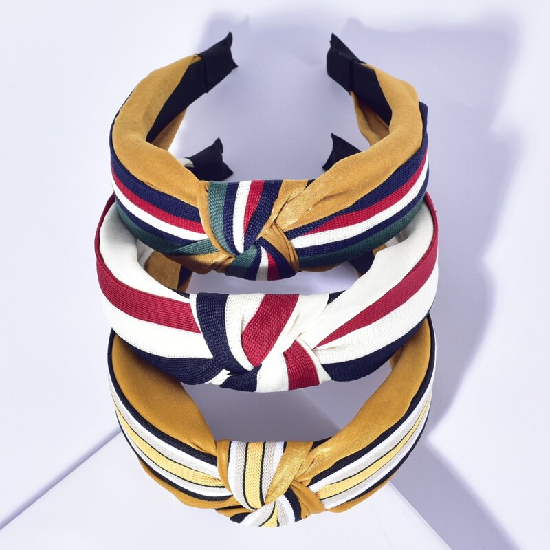 

3pcs Striped Knot Headband, Multicolor