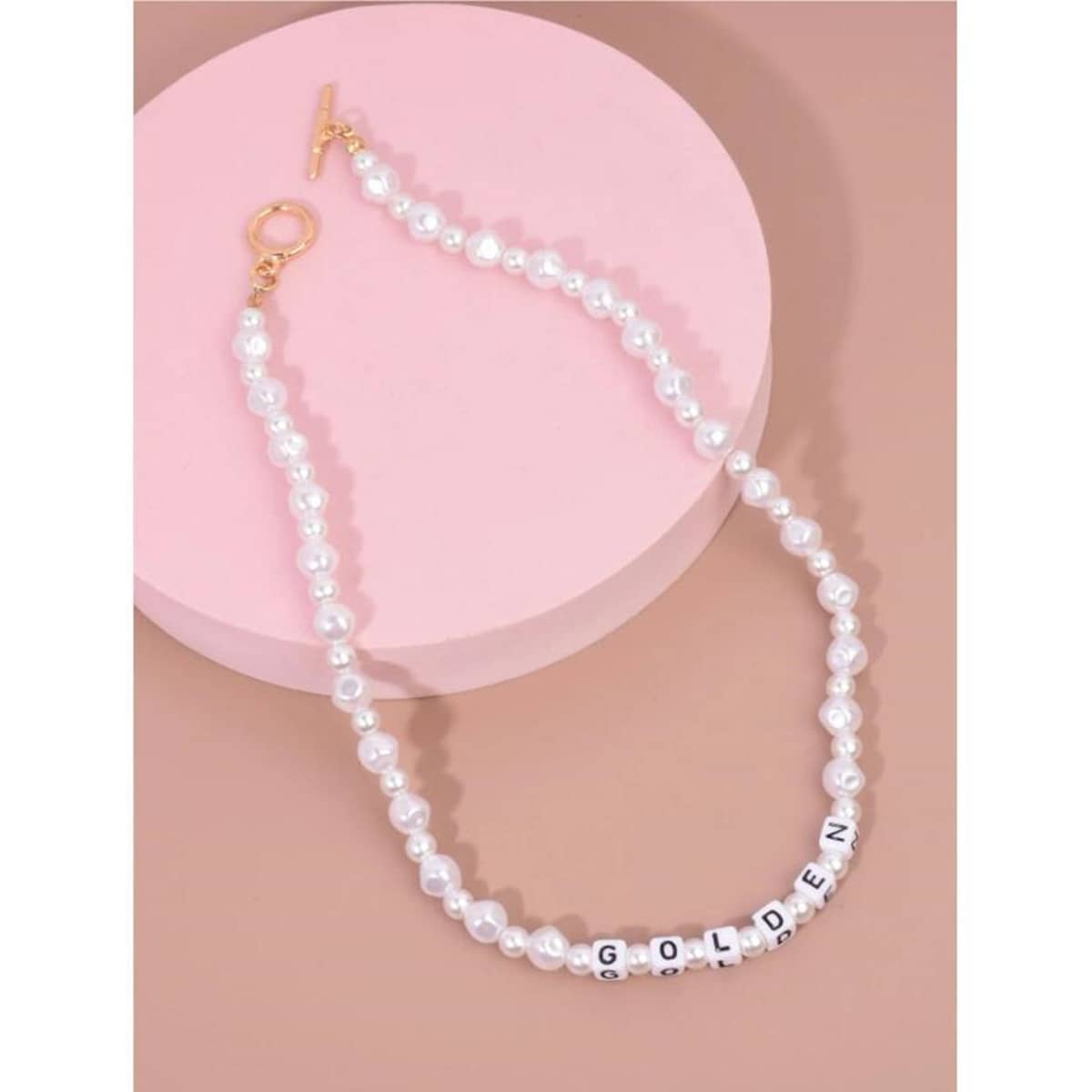 

Letter Faux Pearl Necklace, White