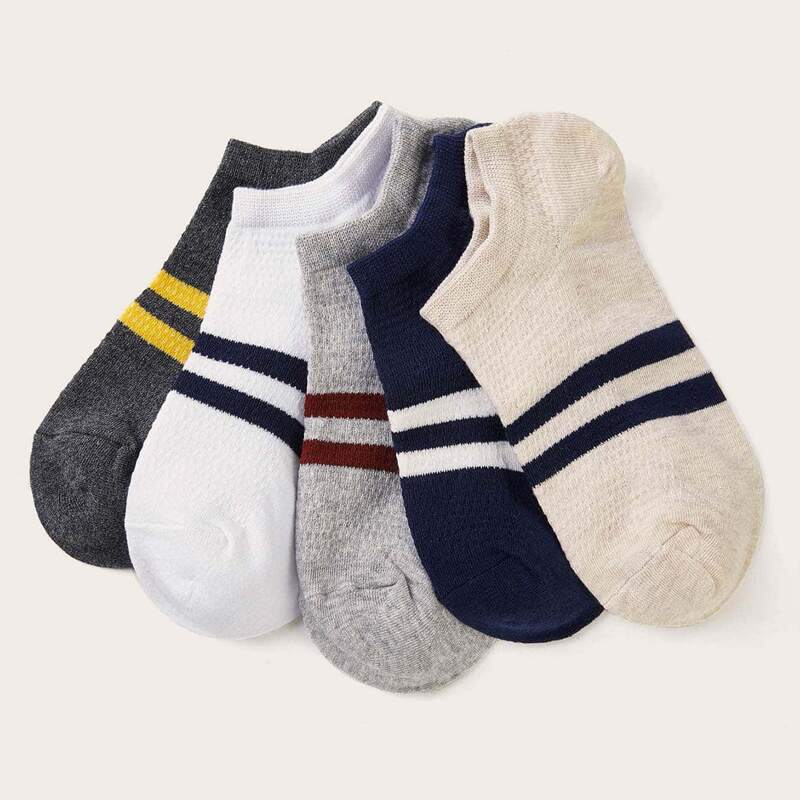 

Guys 5pairs Striped Ankle Socks, Multicolor