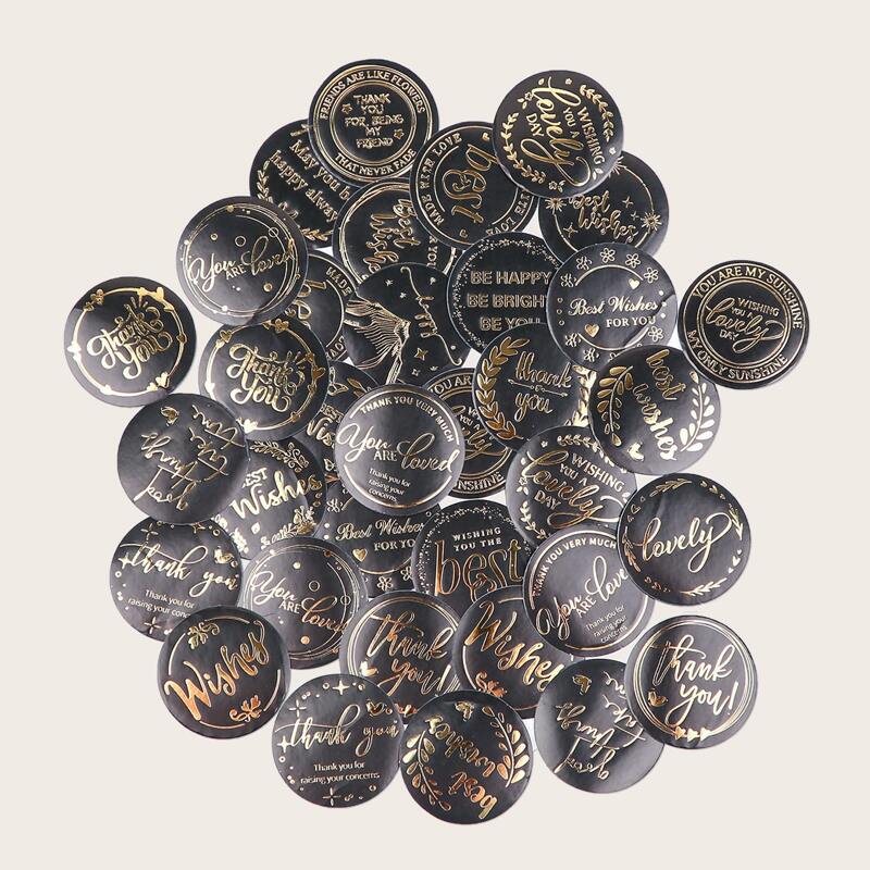 

46pcs Slogan Graphic Sealing Sticker, Multicolor