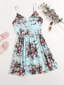 SHEIN Vestido de tirantes con estampado floral - Multicolor - Ver 1