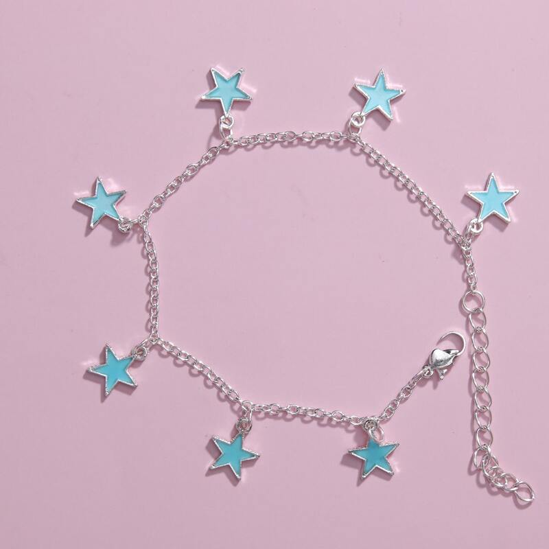 

Star Chain Anklet, Silver