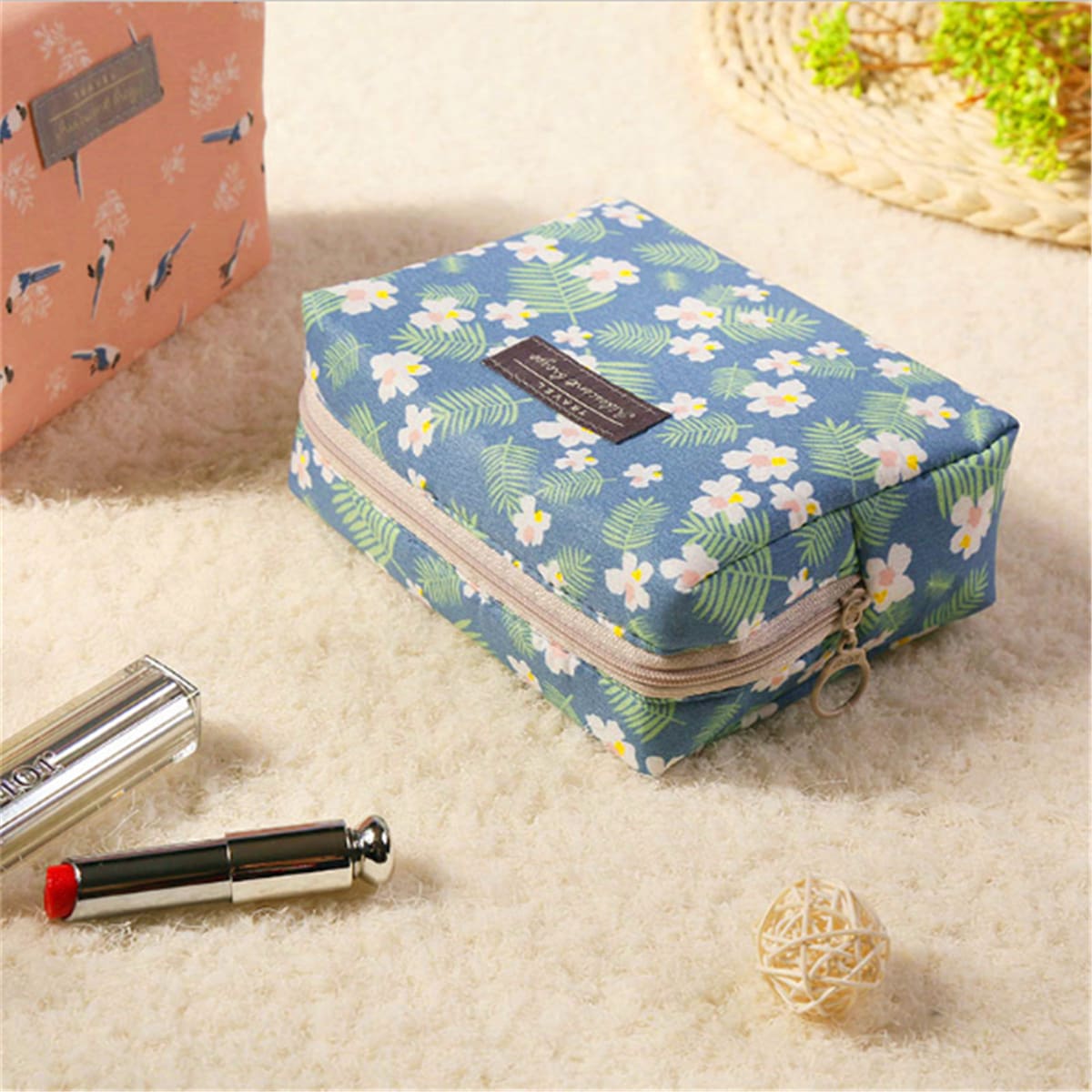 

1pc Floral Makeup Bag, Multicolor