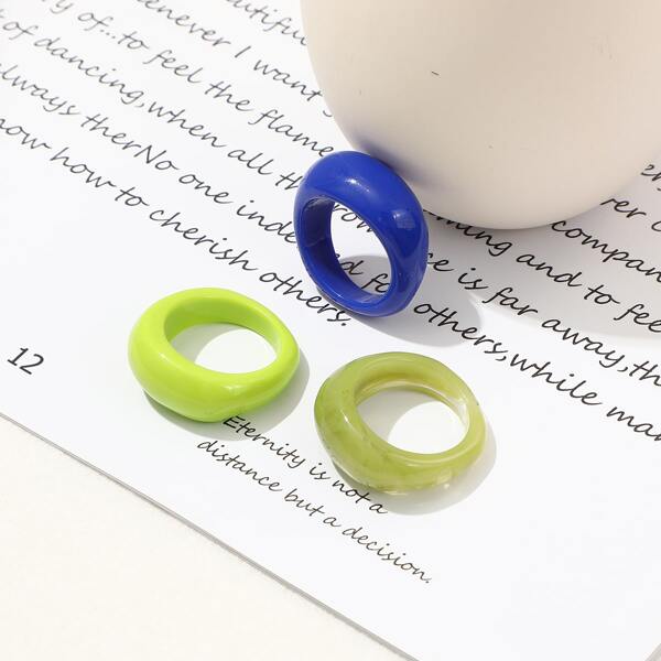 

3pcs Resin Ring, Multicolor