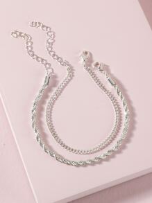 2 piezas Pulsera simple - Plateado - Ver 2