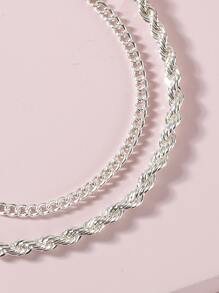 2 piezas Pulsera simple - Plateado - Ver 3