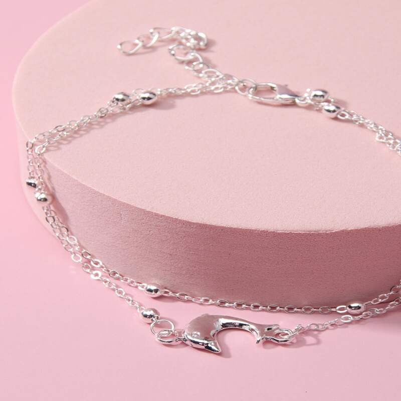 

Dolphin Chain Anklet, Silver
