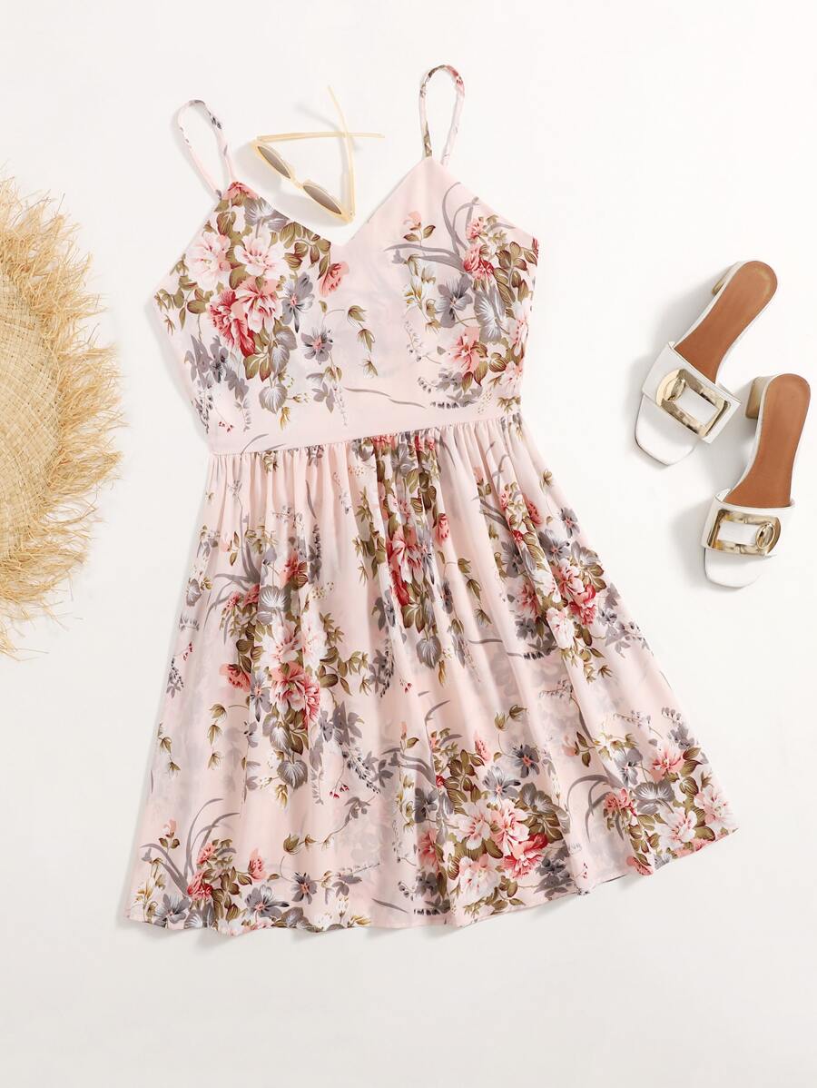 SHEIN Vestido de tirantes con estampado floral - Multicolor - Ver 1