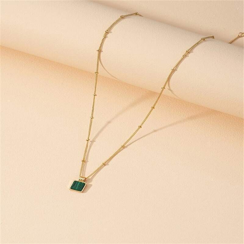 

Square Pendant Necklace, Gold