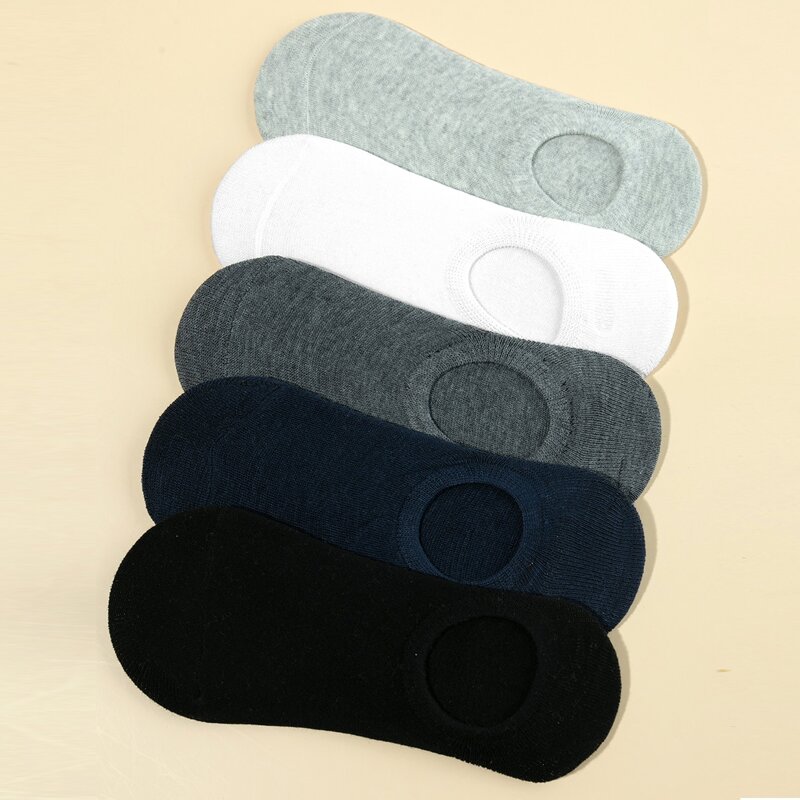 

5pairs Solid Invisible Socks, Multicolor