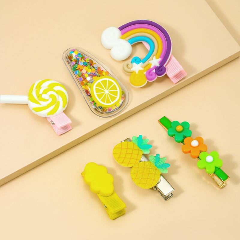 

6pcs Cartoon Hair Clip, Multicolor