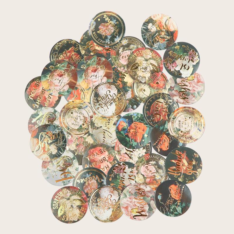 

46pcs Floral Sealing Sticker, Multicolor