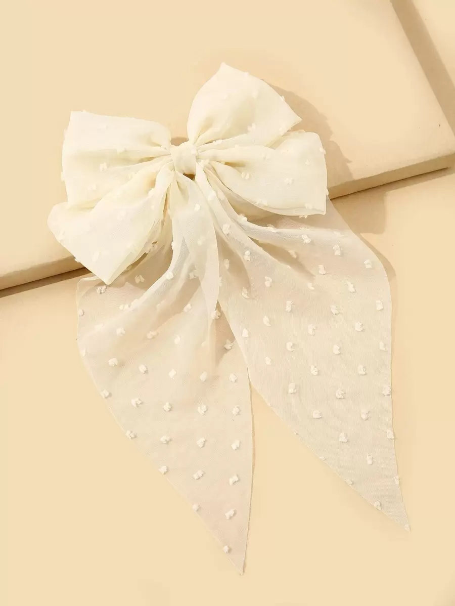 Bow Knot Decor Hair Clip Elegant Valentine's Day Valentines Claw Clips Hair Claws Hair Barrettes, School Stuff, College, Bows, Cute, Hair Accessories, Head Accessories - Beige - View 1