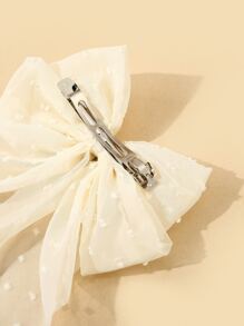 Bow Knot Decor Hair Clip Elegant Valentine's Day Valentines Claw Clips Hair Claws Hair Barrettes, School Stuff, College, Bows, Cute, Hair Accessories, Head Accessories - Beige - View 2