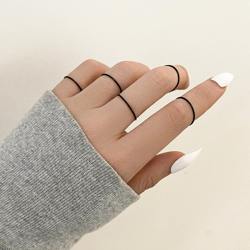 

5pcs Minimalist Ring, Black