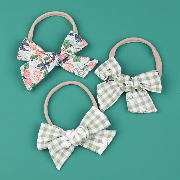 

3pcs Baby Bow Decor Hair Band, Multicolor