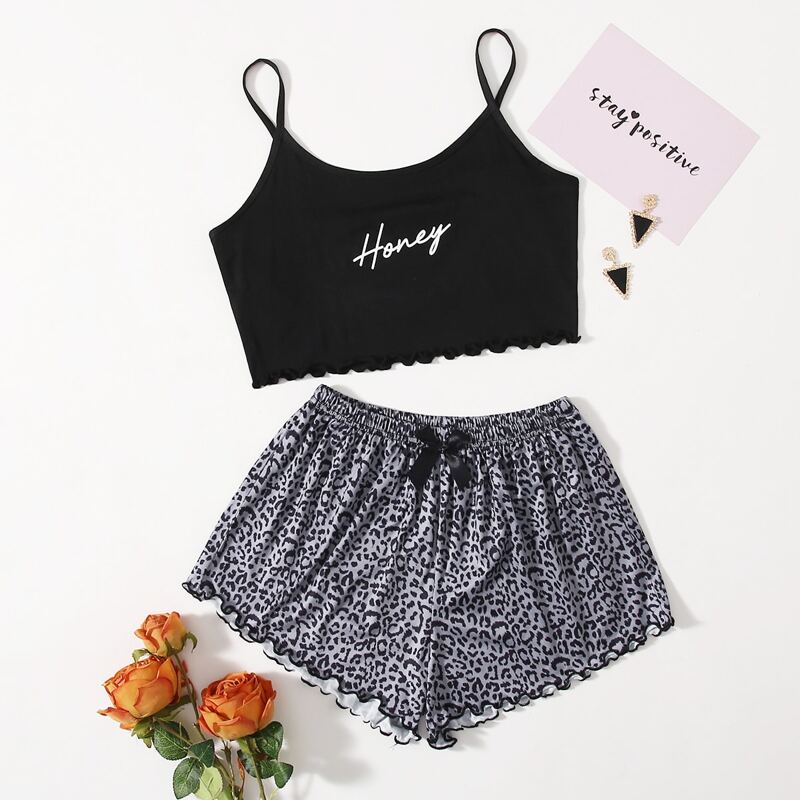 

Letter Graphic Cami Pajama Set, Multicolor