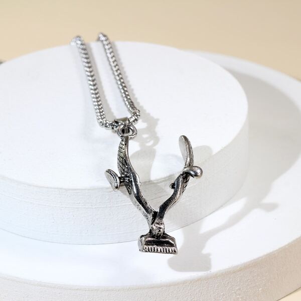 

Men Haircut Tool Charm Necklace, Antique silver
