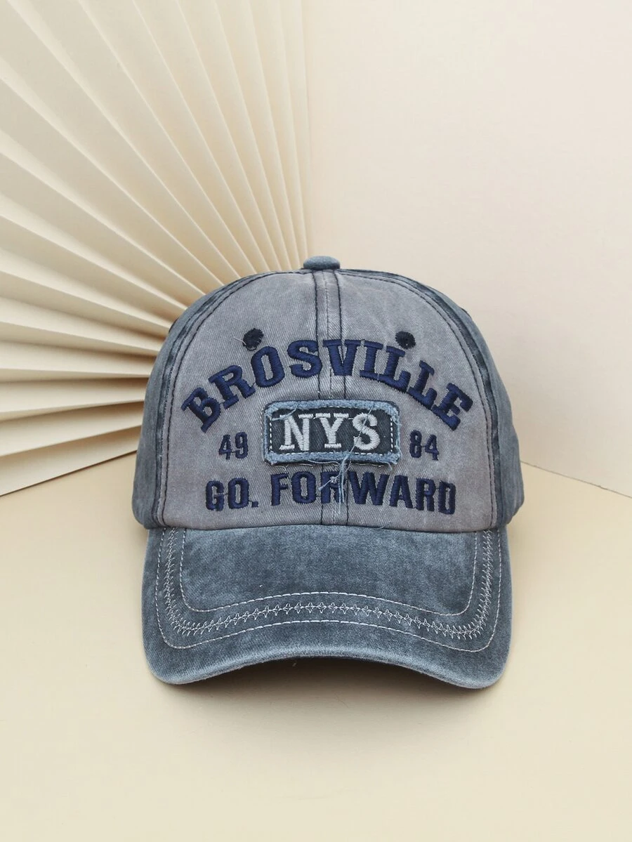 Men Letter Embroidered Baseball Cap - Navy Blue - View 1