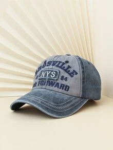 Men Letter Embroidered Baseball Cap - Navy Blue - View 3