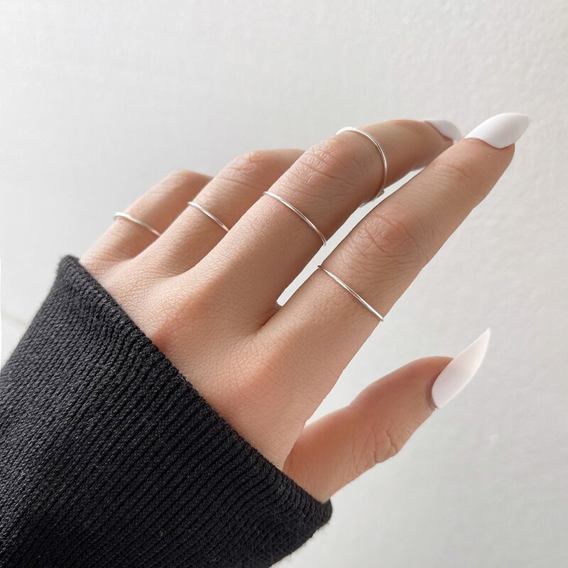 

5pcs Minimalist Ring, Silver