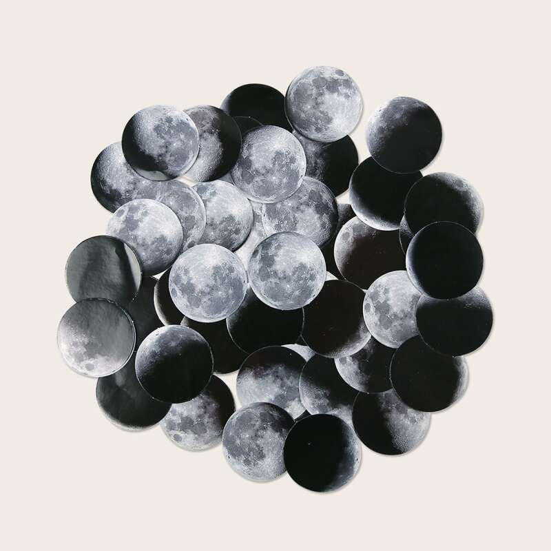 

45pcs Planet Sticker, Black and white