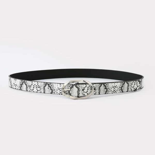 

Snakeskin Print Belt, Black and white
