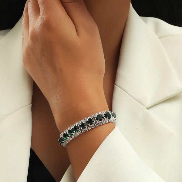 

Rhinestone Decor Bracelet, Green