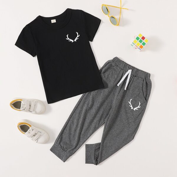 

Toddler Boys Graphic Top & Pants Set, Black
