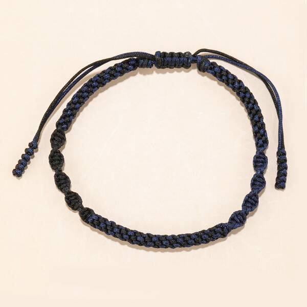 

Men Braided Design Bracelet, Navy blue
