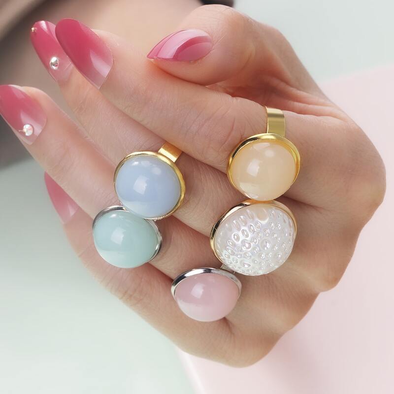 

5pcs Gemstone Ring, Multicolor