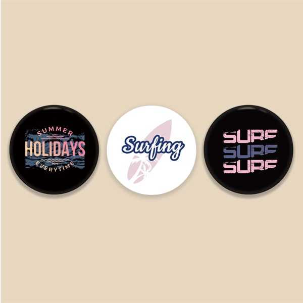 

3pcs Letter Graphic Round Brooch, Multicolor