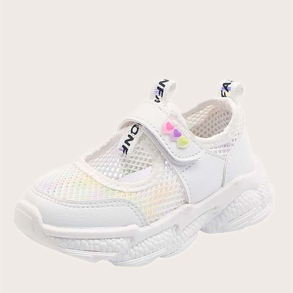 

Toddler Girls Mesh Panel Velcro Strap Sneakers, White