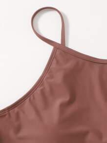 SHEIN Swim Top bikini de cuello alto unicolor