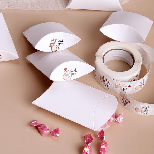 

10pcs Plain Packaging Box With Sticker, White