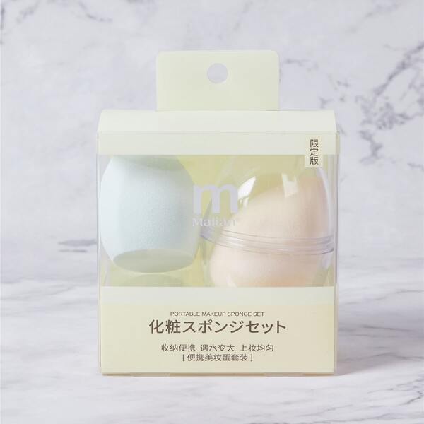 

2pcs Makeup Sponge Set & 1pc Water Drop Puff Shell, Green