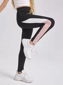 Tween Girl Contrast Side Seam Leggings