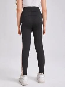 Tween Girl Contrast Side Seam Leggings