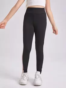 Tween Girl Contrast Side Seam Leggings