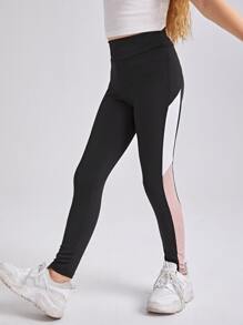 Tween Girl Contrast Side Seam Leggings