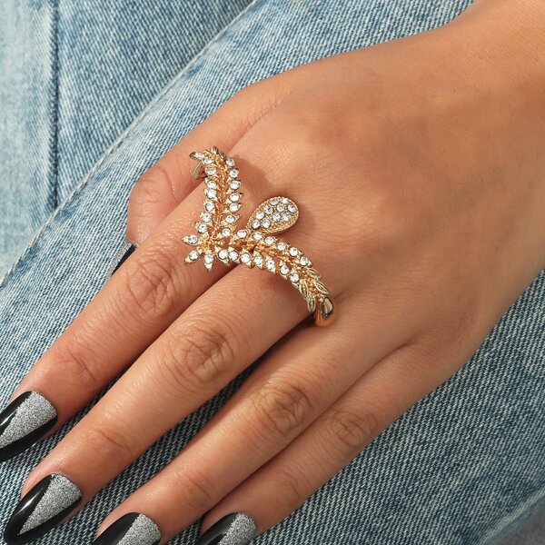 

Rhinestone Decor Ring, Gold