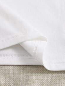 SHEIN Qutie تي شيرتات التطريز تصميم الفهد كاجوال - أبيض - مشاهدة 3