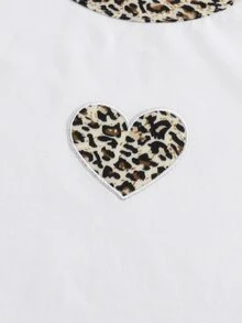 SHEIN Qutie تي شيرتات التطريز تصميم الفهد كاجوال - أبيض - مشاهدة 4