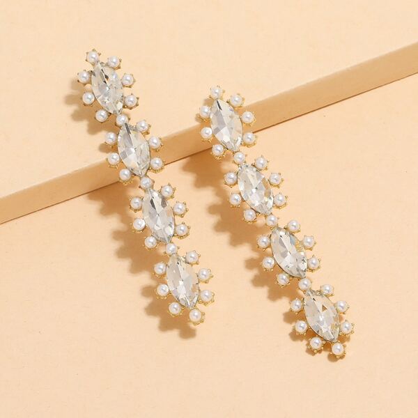 

Gemstone Decor Drop Earrings, White