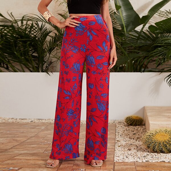 

Floral Print Wide Leg Pants, Multicolor